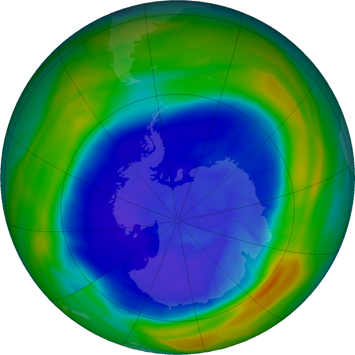 Antarctic ozone map for 07 September 2020